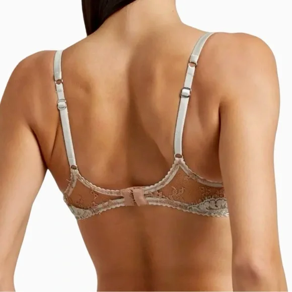NWT AGENT PROVOCATEUR Lorelli Lace Silk Underwire Bra Rose Gold and Silver 34D - Picture 6 of 16